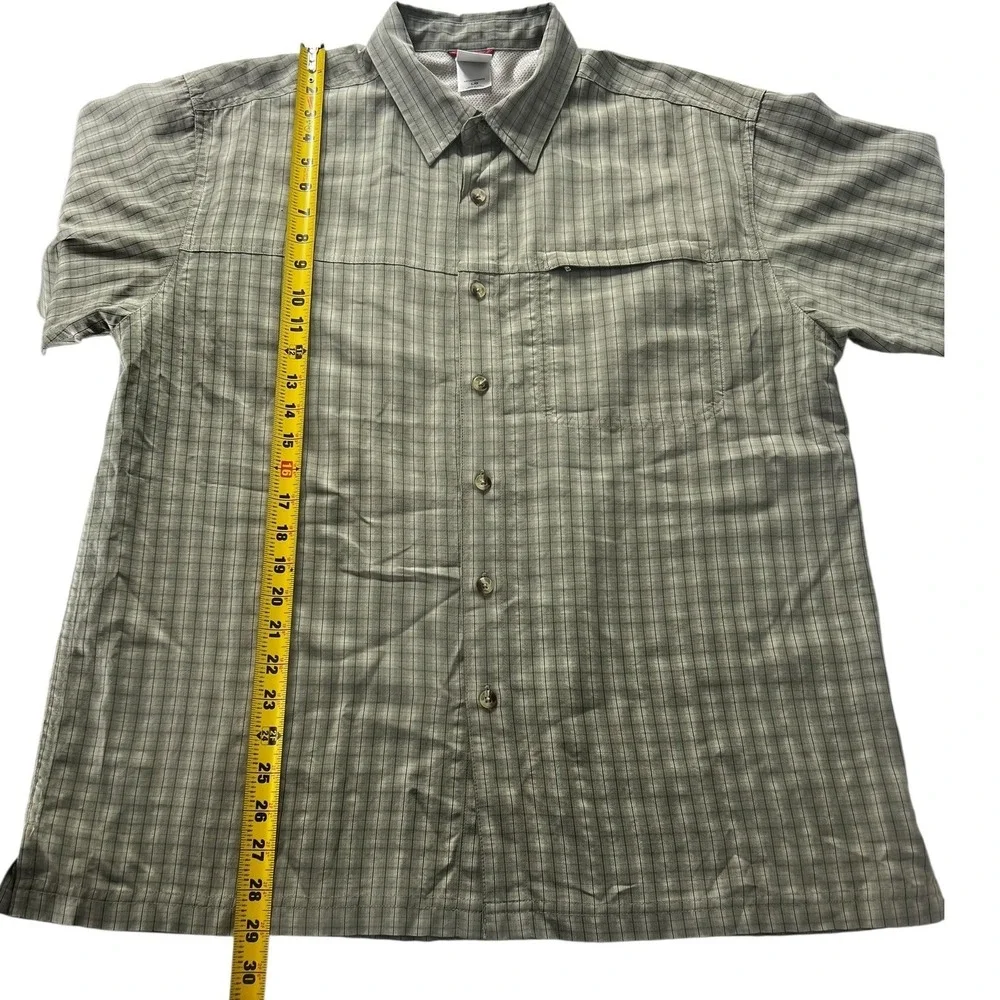 The North Face Men's L Button‎ Front Short Sleeve Shirt Green Check Lightweight